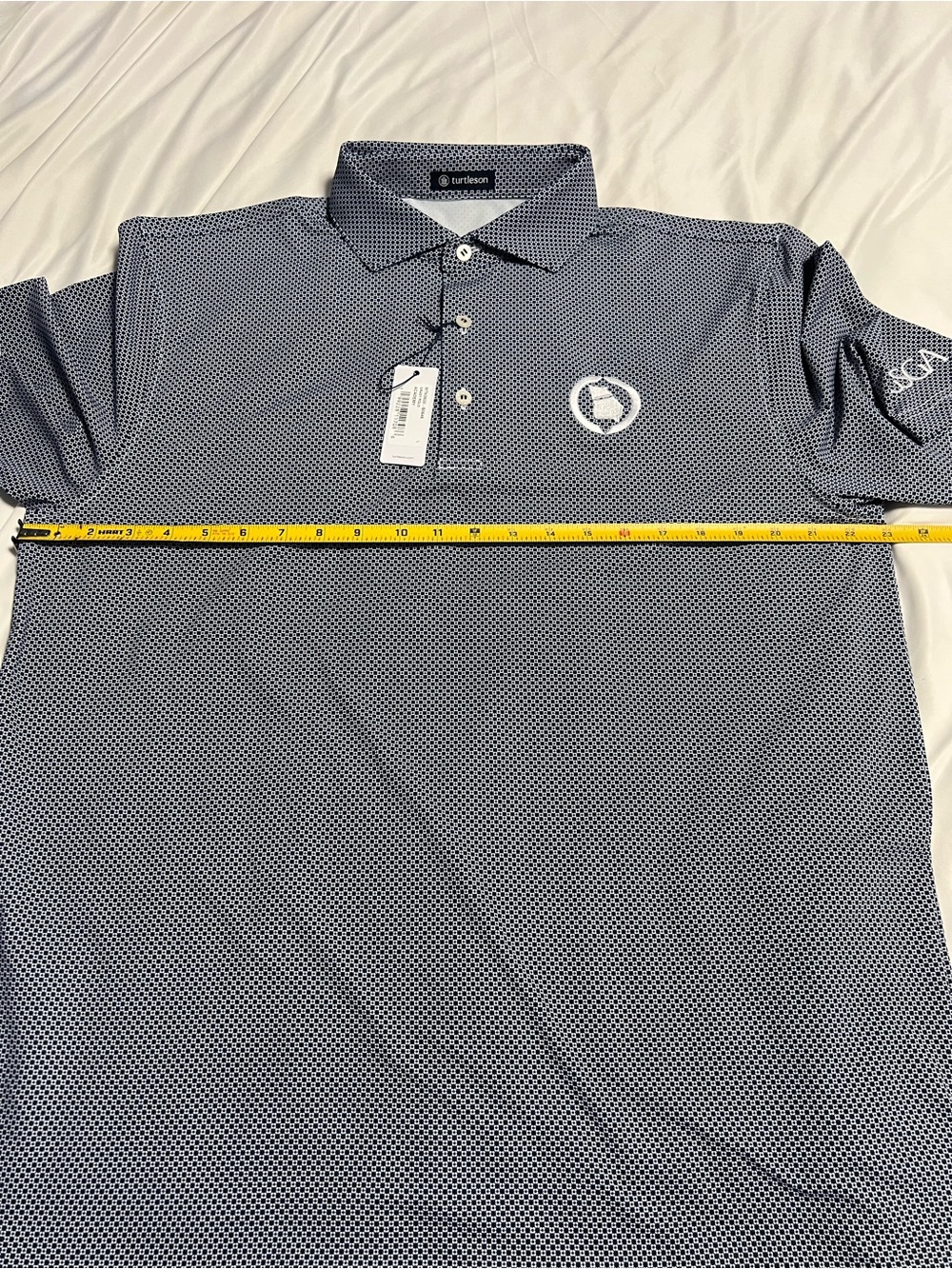 Performance Navy Micro-Pattern Golf Polo - Picture 7 of 9